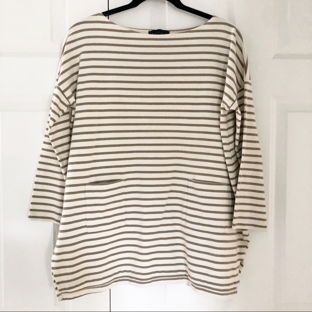 Hatch Striped Cream and Brown Top